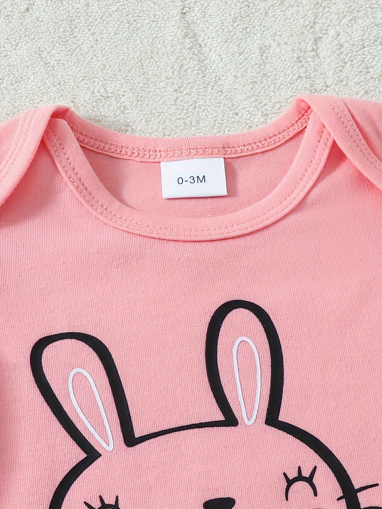 Set of Six Cute Bunny-Themed Short-Sleeve Cotton Baby Onesies for Outdoor Wear