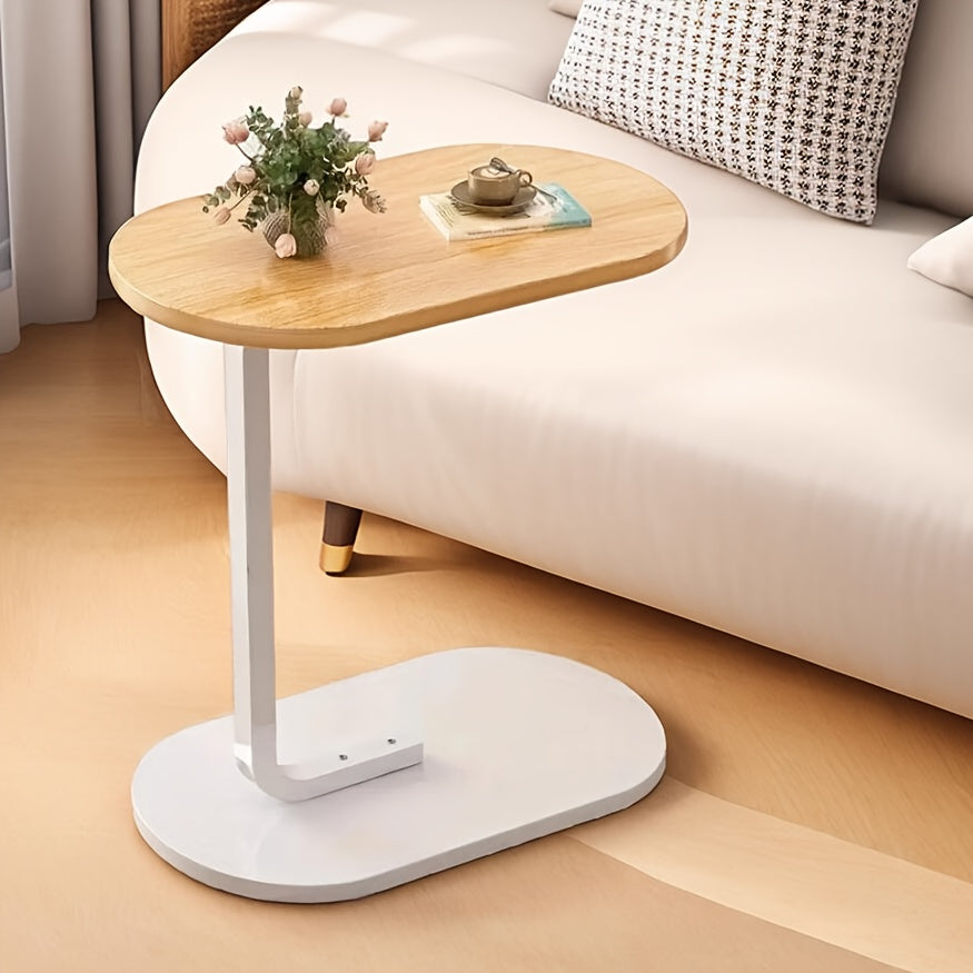 Walnut Sofa Side Table with Black Frame, Space-Saving End Table for Living Room or Bedroom