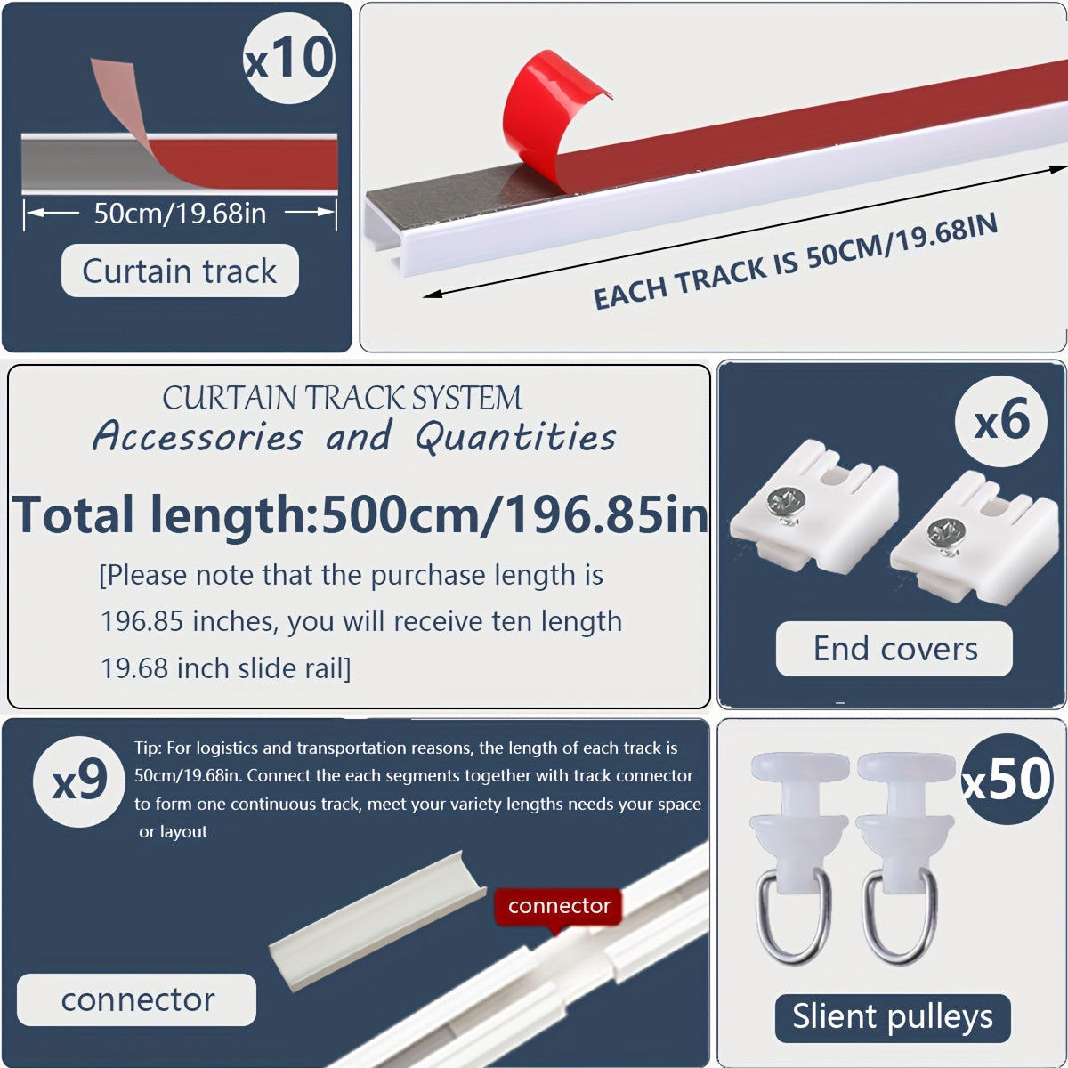 Red Self-Adhesive Bathroom Curtain Track with Silent Glide Nano Rail and Pulleys