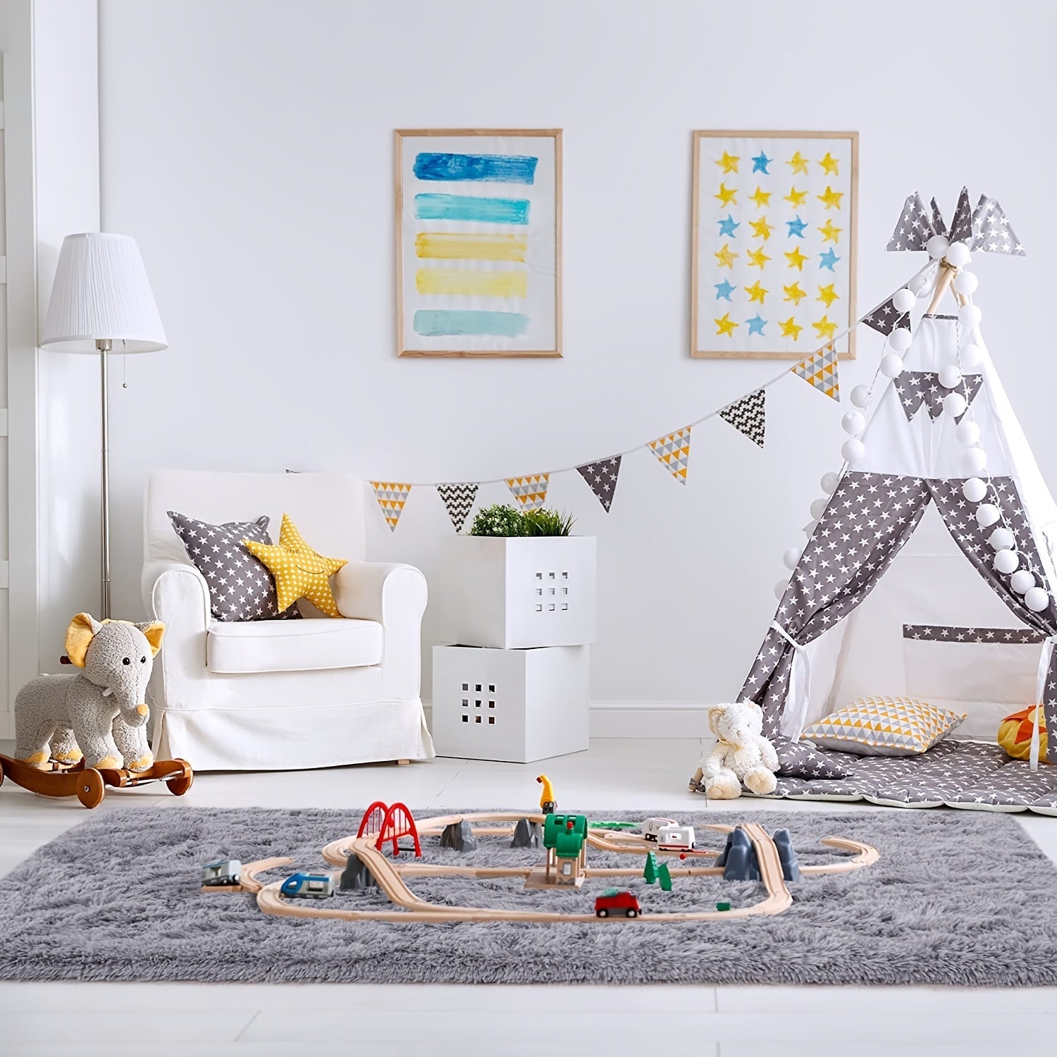 Green Fluffy Shag Rug for Bedroom Living Room Nursery 3x5 Feet