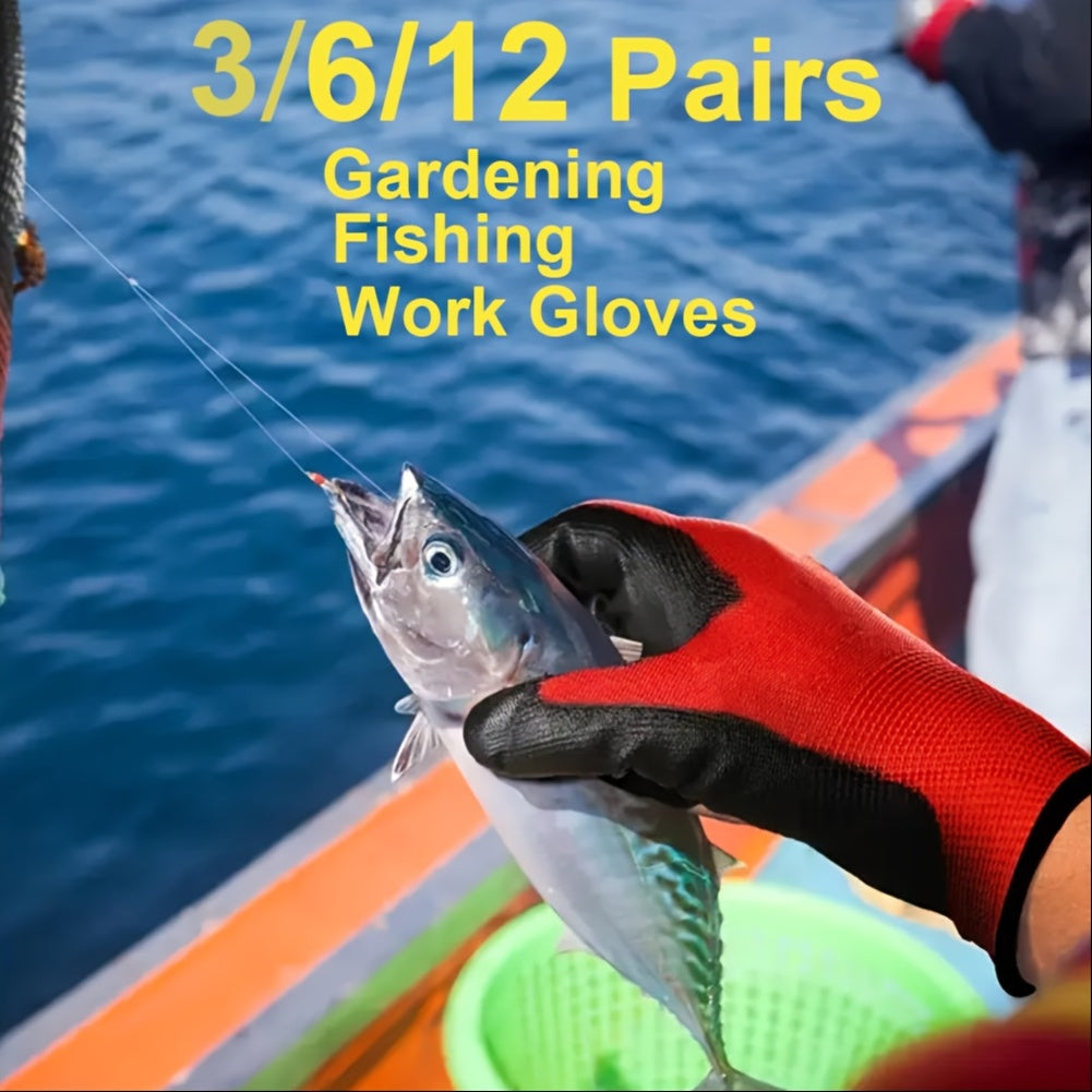 Unisex Breathable Gardening Gloves 3/6/12 Pairs Abrasion-Resistant
