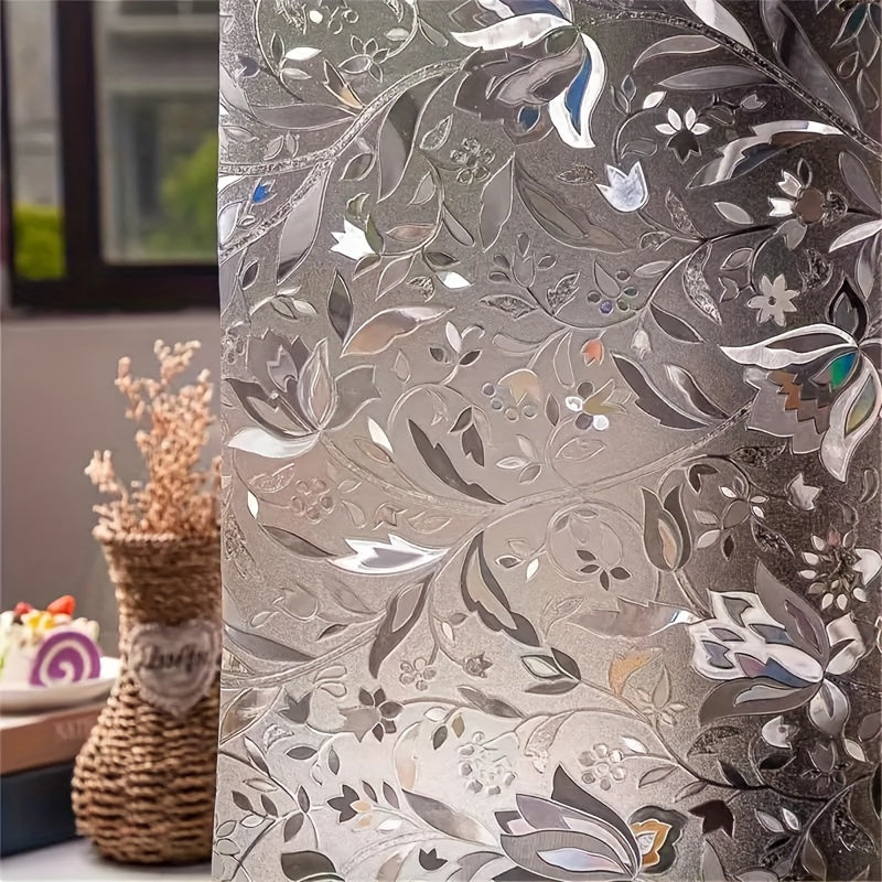 Tulip Pattern Privacy Window Film Frosted Glass Stickers for Living Room Bedroom Kitchen