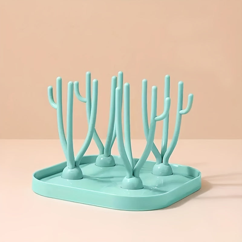 Portable Kitchen Drying Rack with Detachable Drain and Storage for Bottles and Cups