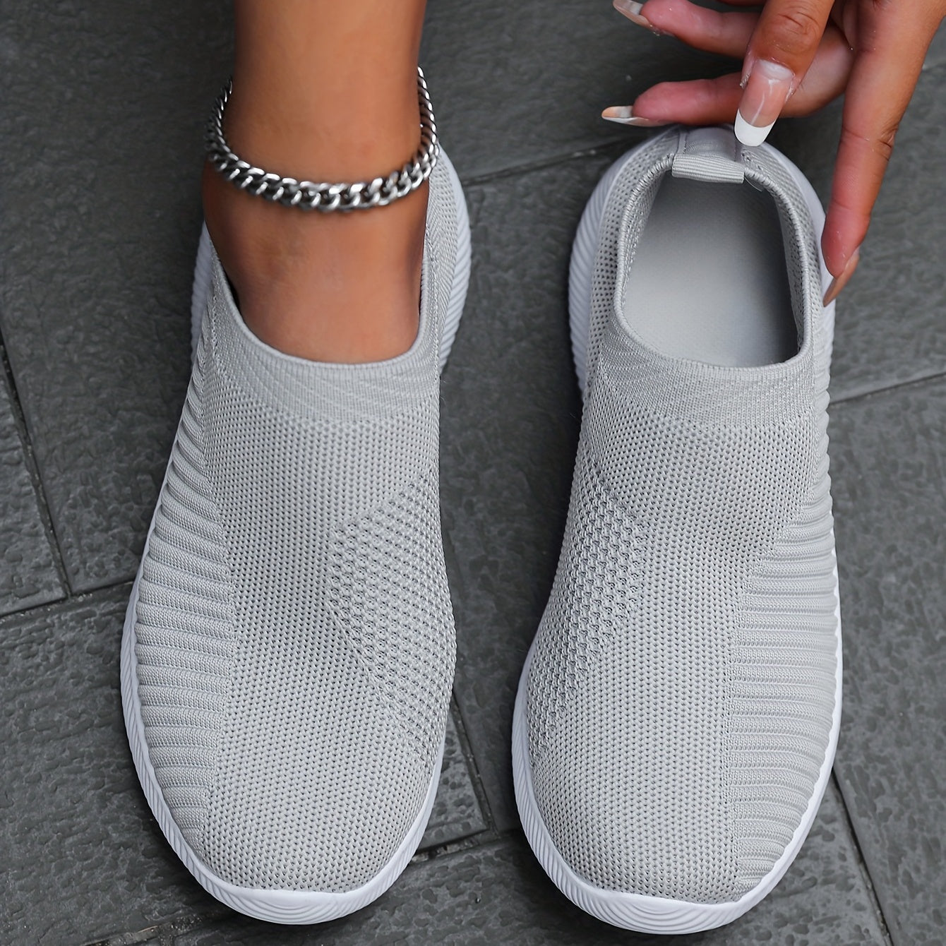 Women's Breathable Woven Sneakers, Lightweight, Plus Size Running Shoes