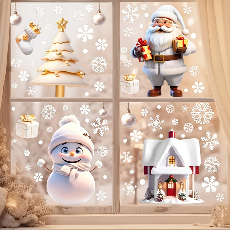 137 Christmas Snowflake Window Clings PVC Static Stickers for Glass Winter Decor