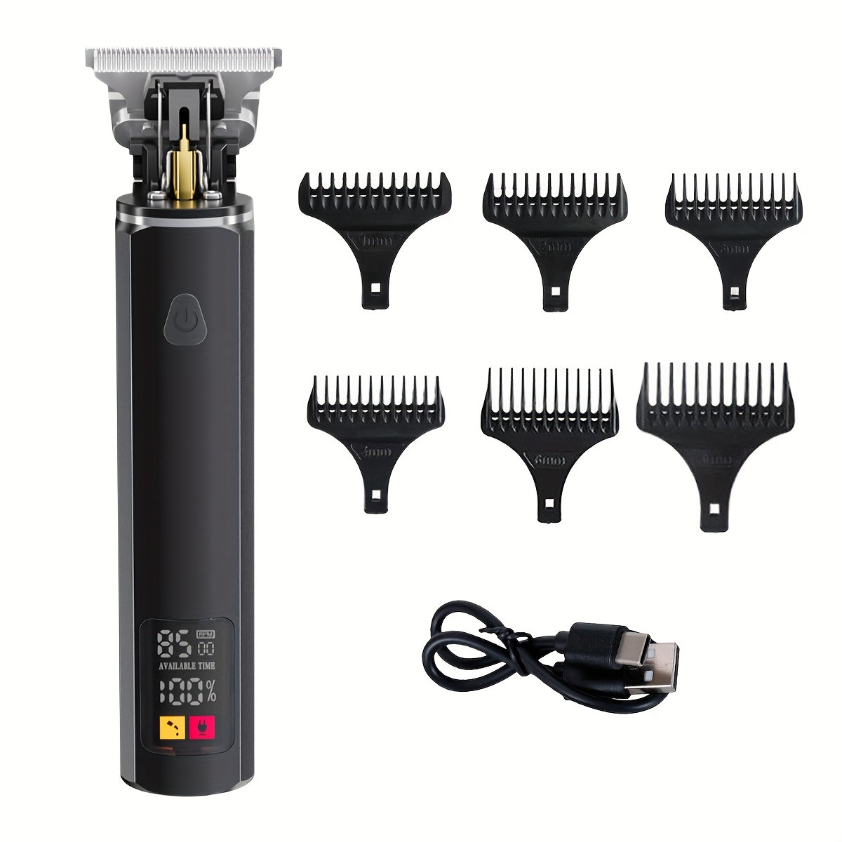 Men's Electric Hair Clipper with LED Display 3-Speed USB Rechargeable Grooming
