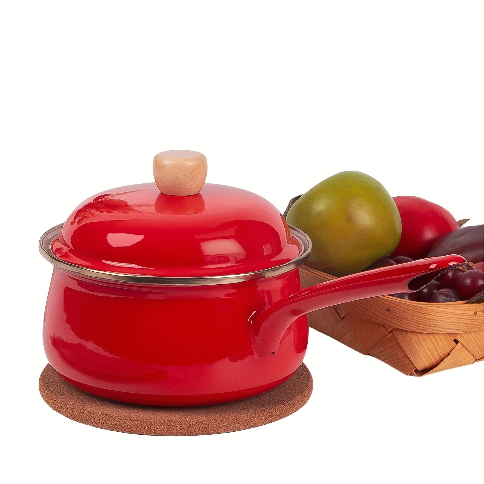 Enamel Cookware Pot with Lid and Handle Non-Stick Dishwasher Safe for Home and Restaurant Use