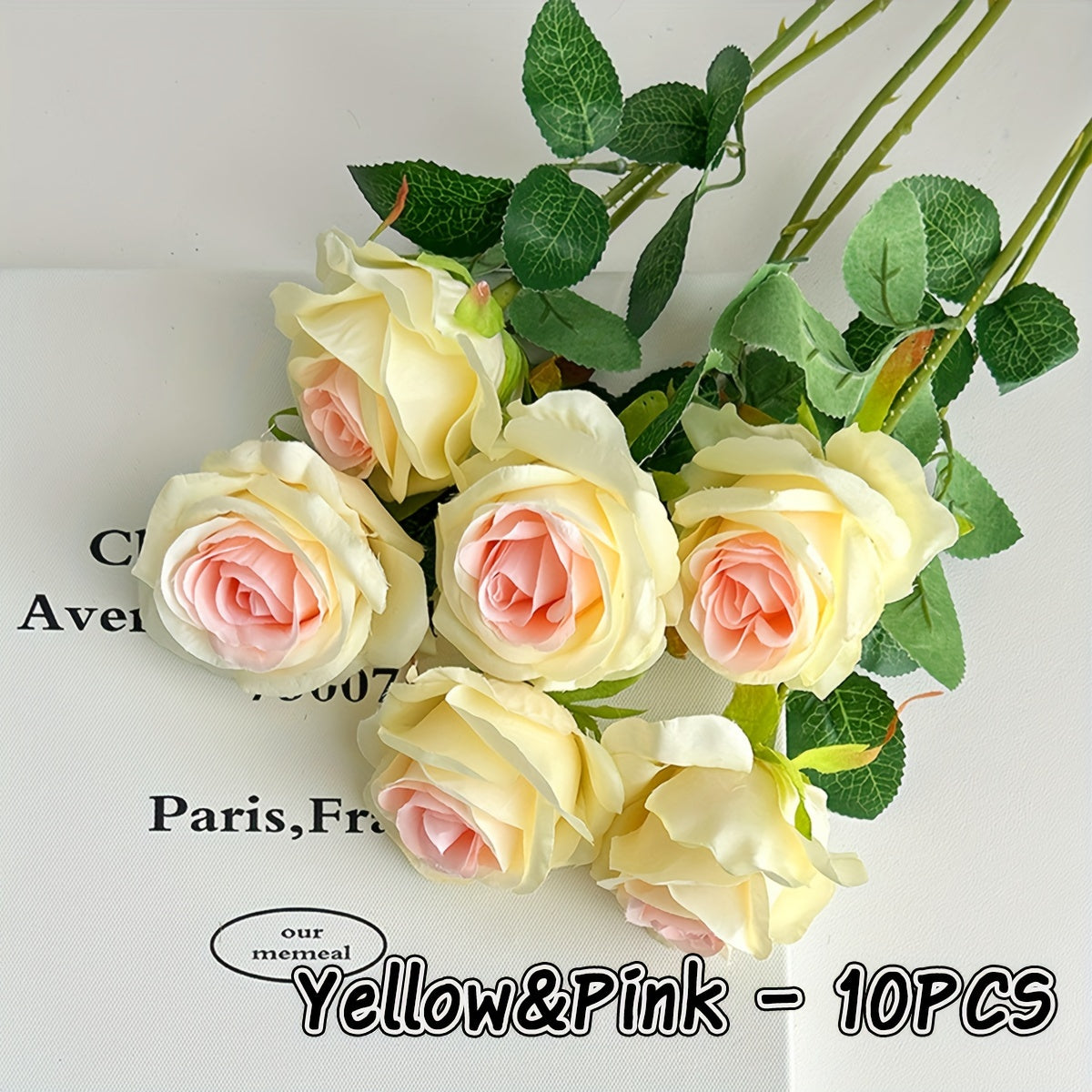 10 Faux Roses Artificial Flowers for Wedding Decor and Home Centerpieces 51cm