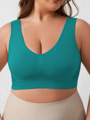 Women's Plus Size Stretchy Athletic Tank Top Teal No Padding Gym Yoga