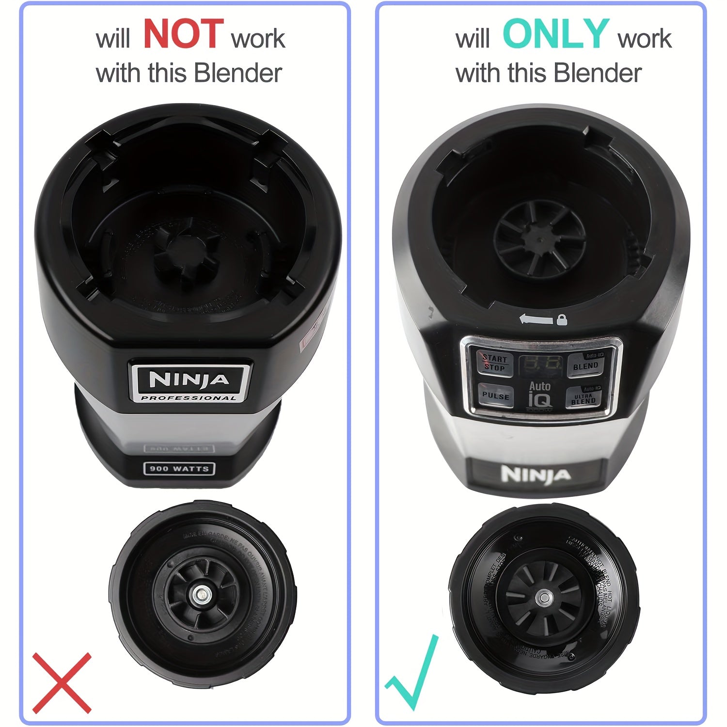 Nutri Ninja Blender Auto IQ BL480 BL482 BL642 BL682 NN102 uchun rezina qozon bilan yetti finli tortish pichoqi to'plami, barcha blender almashtirish qismlari bilan mos keladi.