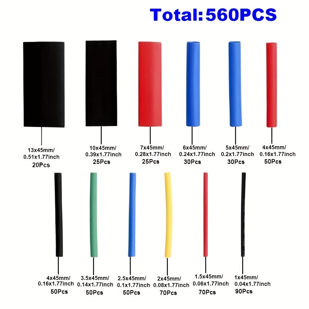 Heat Shrink Tubing Set 164/560 Pcs Multi-Color Polyolefin Wire Wraps