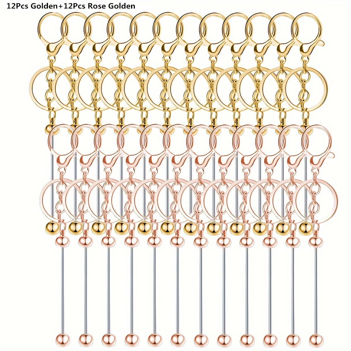 Unisex Gold Keychain with Christmas Beads for DIY Crafting and Gifts