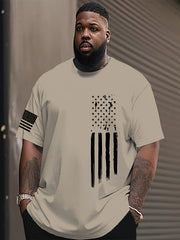 Erkaklar uchun Katta O'lchamdagi Bayroq Printli Yuqori Bo'yin T-Shirt, Qulay va Ko'p Maqsadli