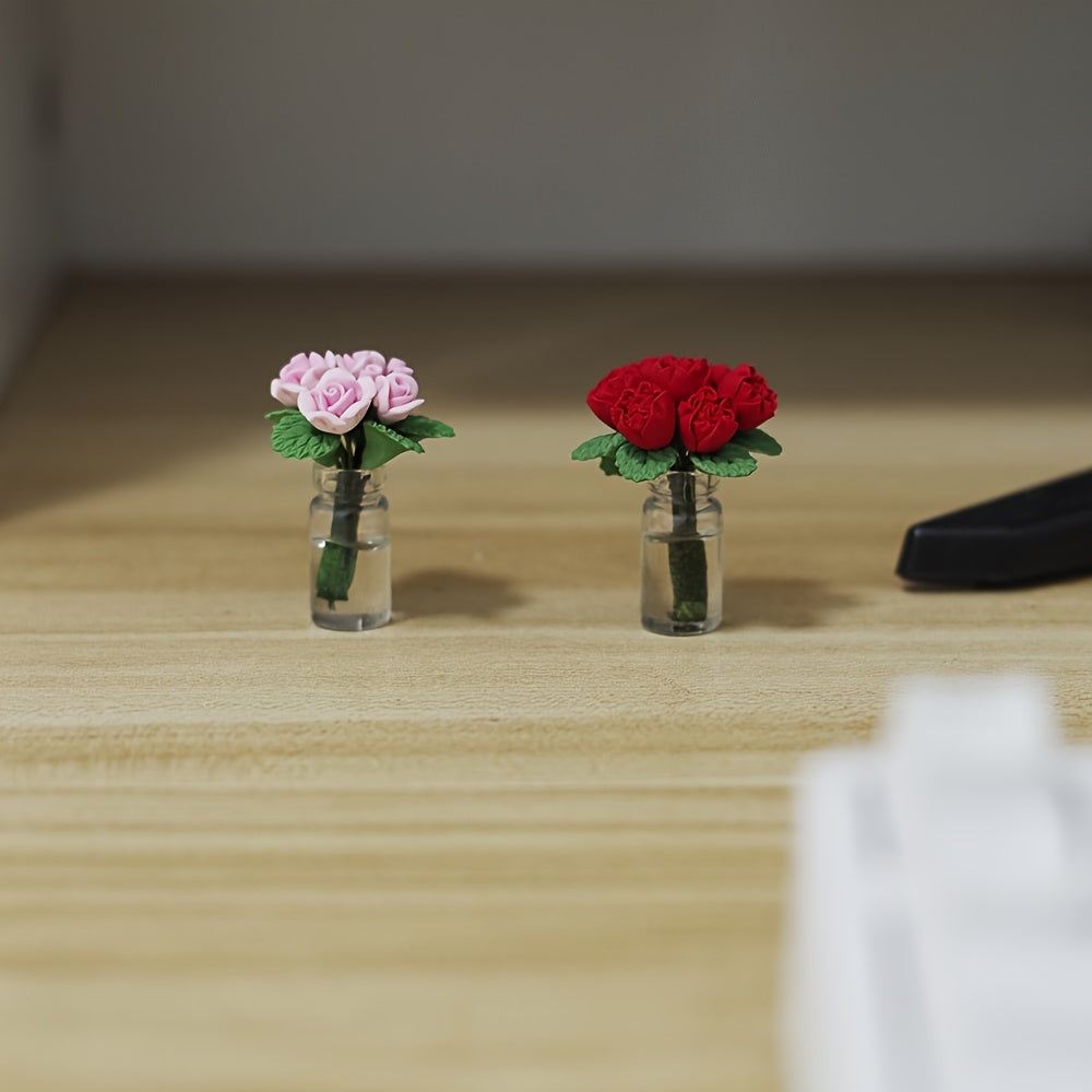 Mini Qizil Gul Avtomobil Paneli Dekoratsiyasi Yaratıcı Plastik Markaziy Konsol Dekori