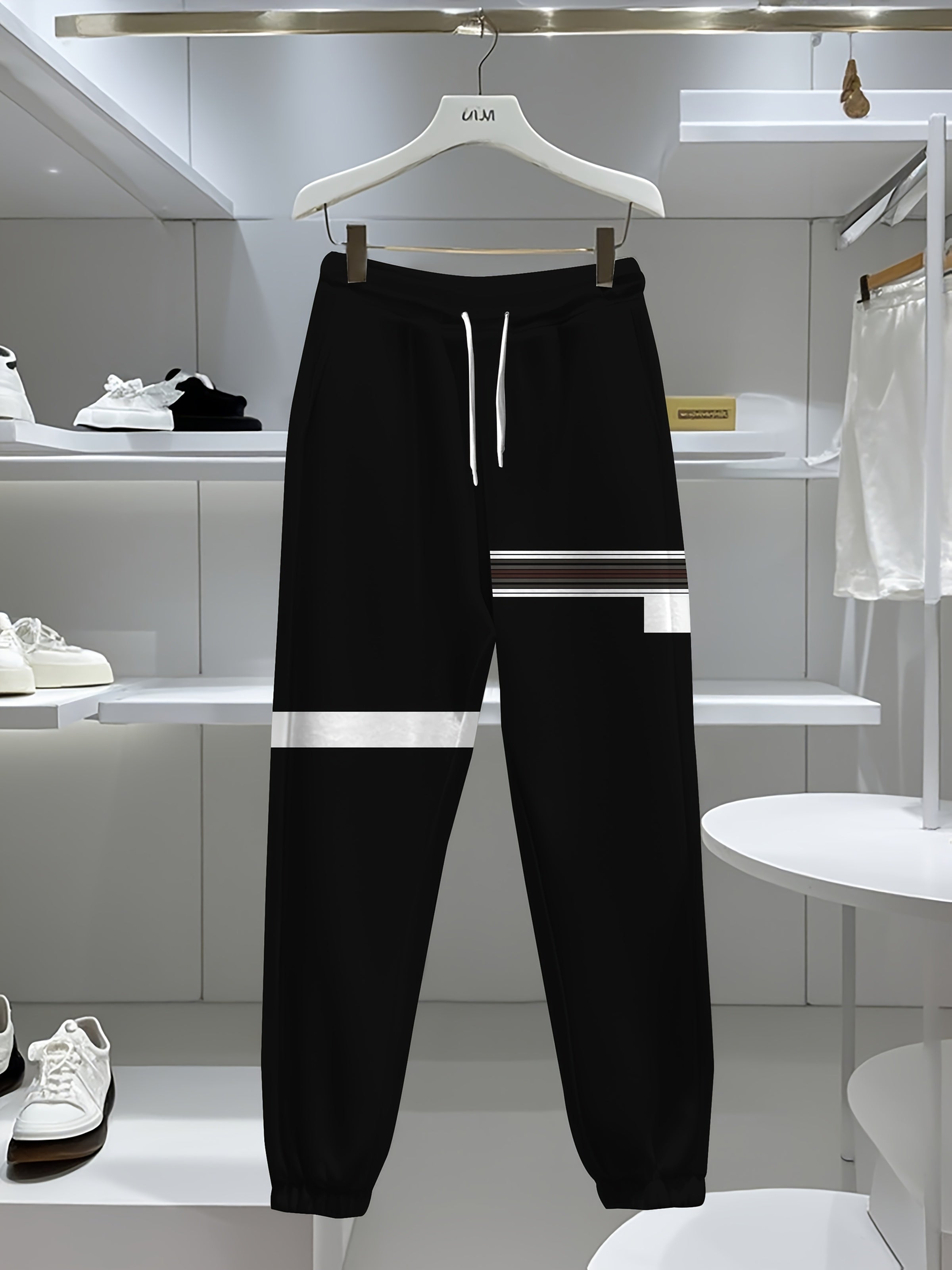 Erkaklar uchun tasodifiy kiyim, rangli blokli qisqa qo'lqopli futbolka va tortma shimlar, katta o'lcham.