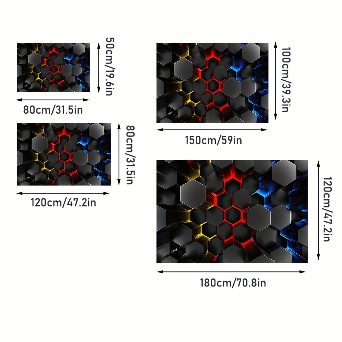 Whimsical 3D Luminous Hexagon Area Rug Soft Non-Slip Cartoon Style