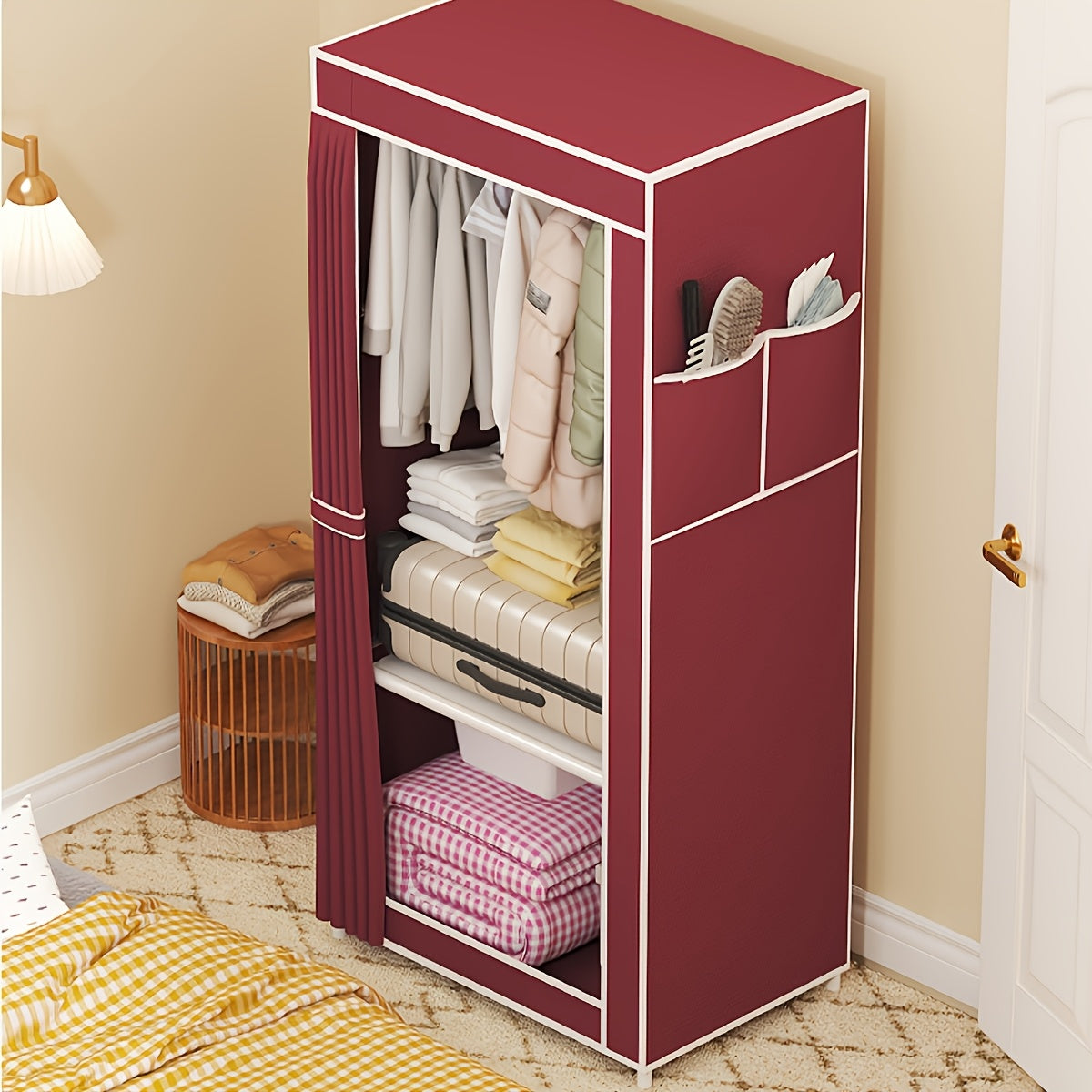 Metal Wardrobe Closet with 3.2 Cu Ft Capacity, Space-Saving, Easy Assembly