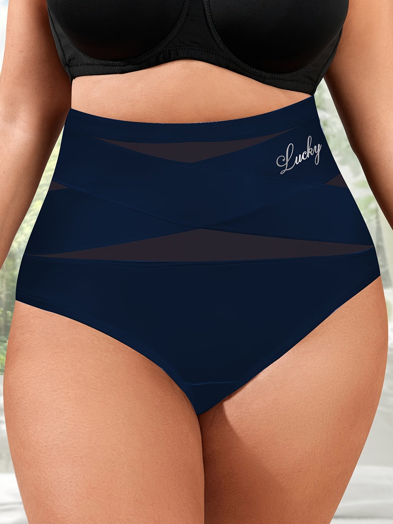 Ropa interior de talla grande de cintura alta para mujer en morado, control de barriga, elevador de glúteos, malla transpirable