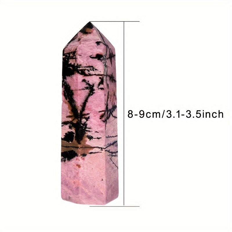 Varita de cristal de rodonita natural con punta de cuarzo facetado para sanación y meditación