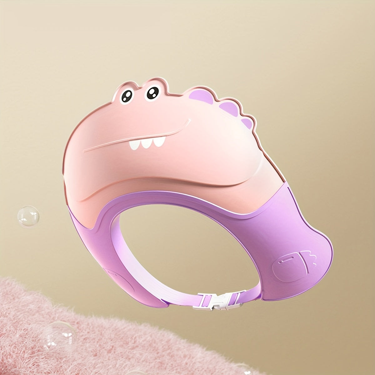 Kids Waterproof Shower Cap with Dinosaur Design Ear Protection Adjustable Fit Blue and Yellow