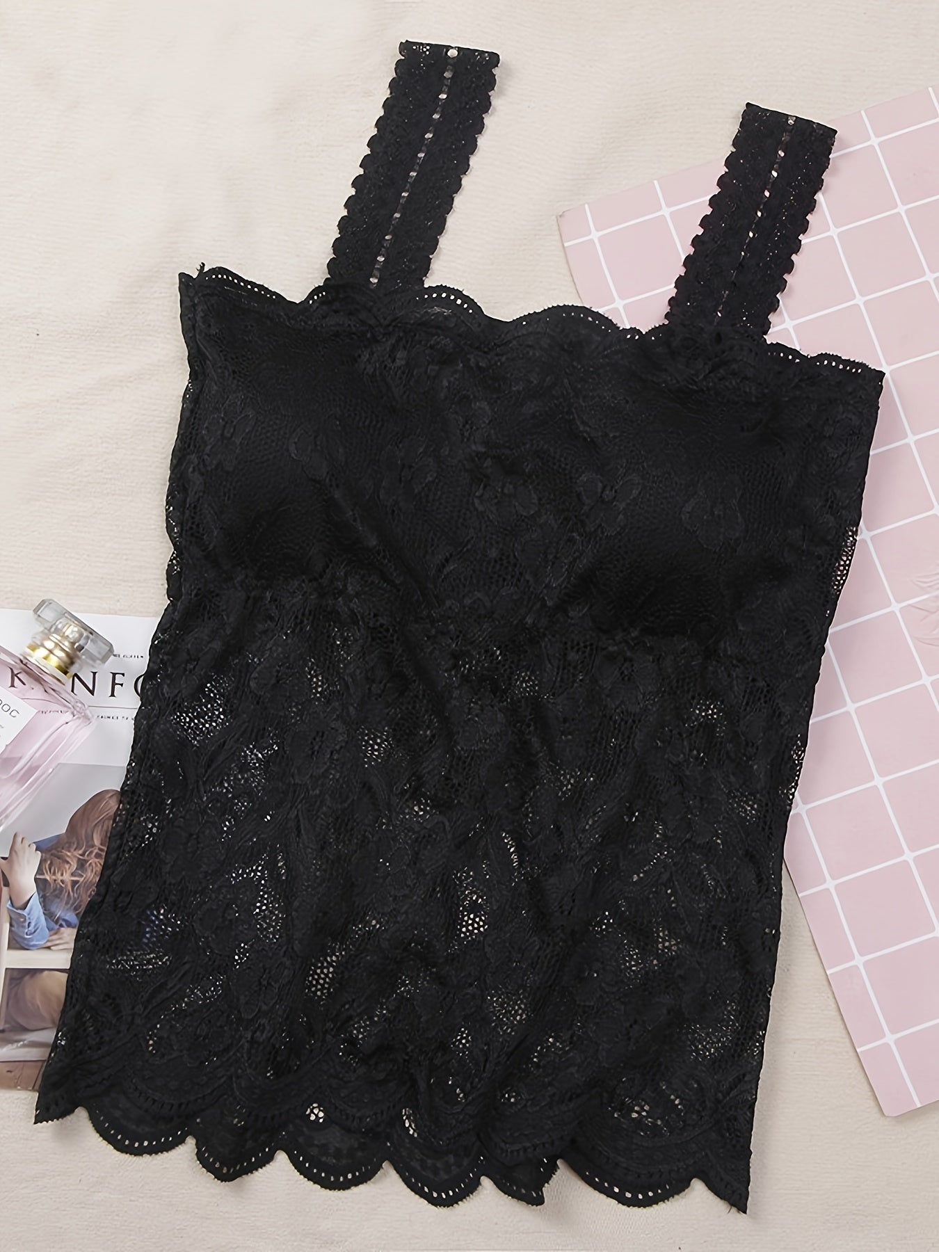 Women's Padded Lace Tank Top Solid Color Sexy Lingerie