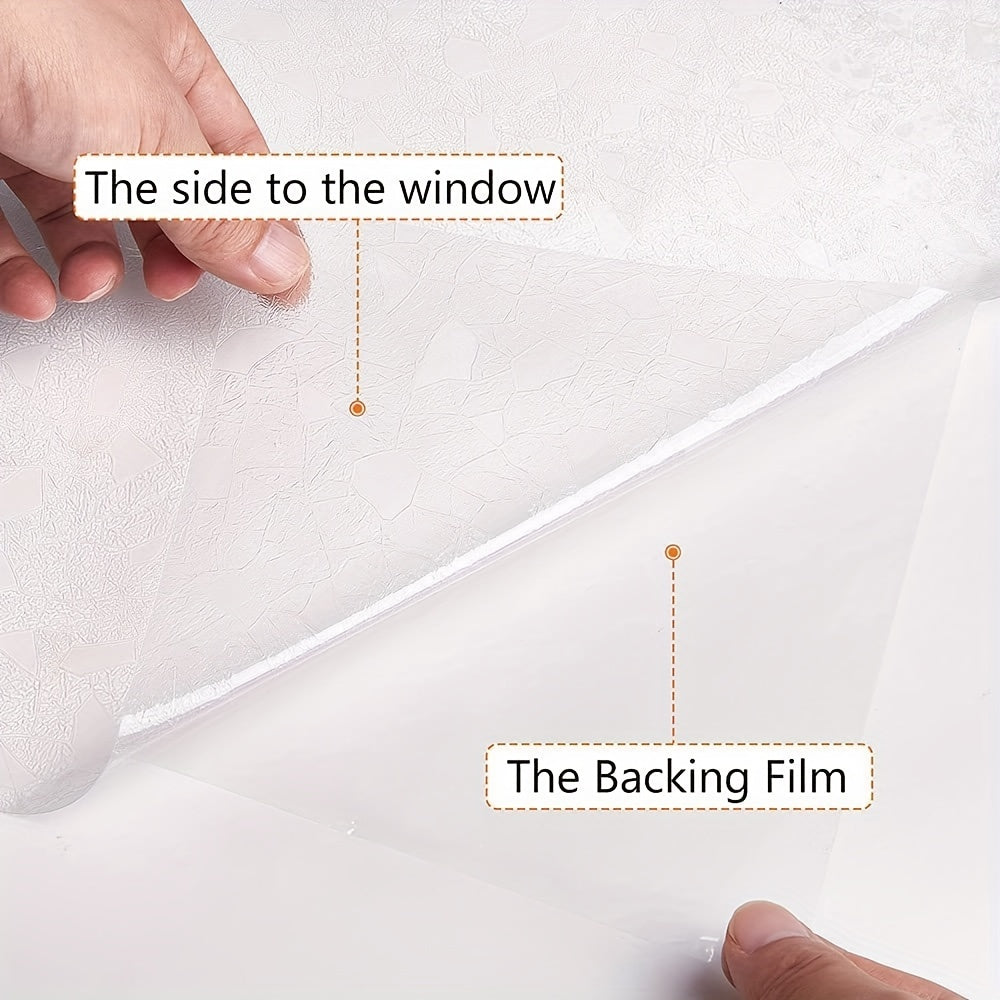 Frosted Stained Glass Window Privacy Film with 3D Vinyl Decals for Living Room