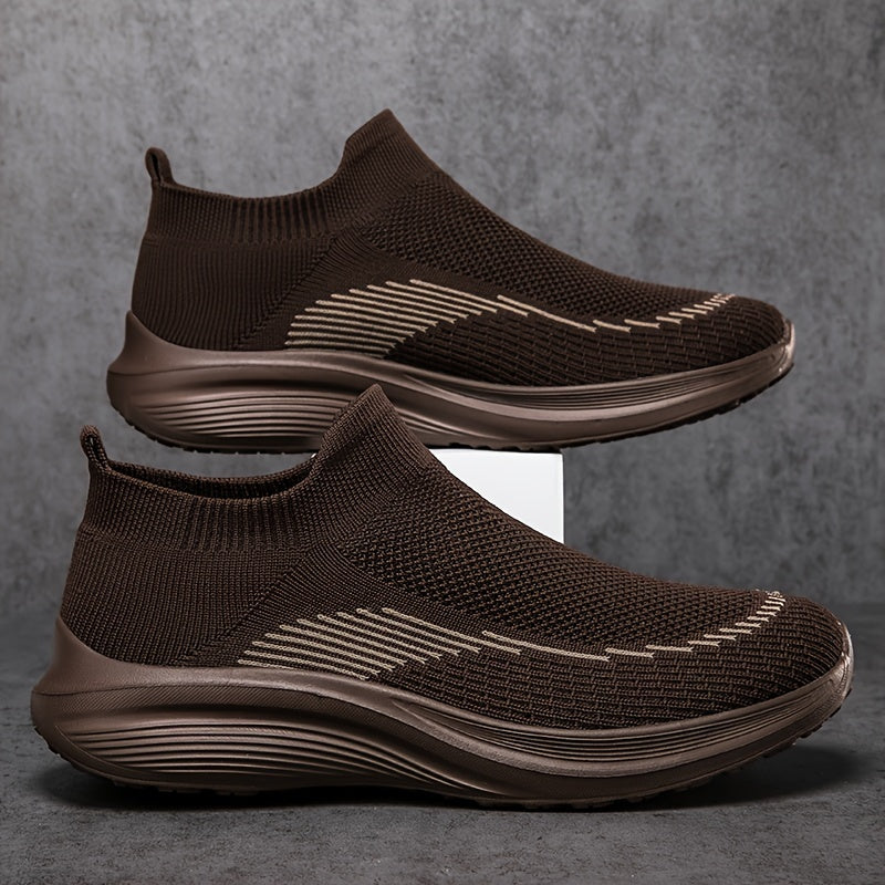 Men's Slip-On Knit Sneakers with Breathable Fabric and Non-Slip Soft Soles