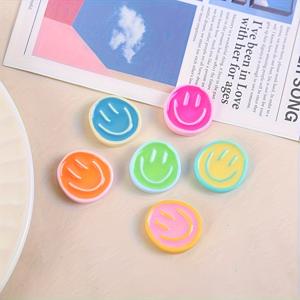 6Pcs or 12Pcs Joyful Face Resin Shoe Charms Pastel Bright Colors for Sneakers and Boots