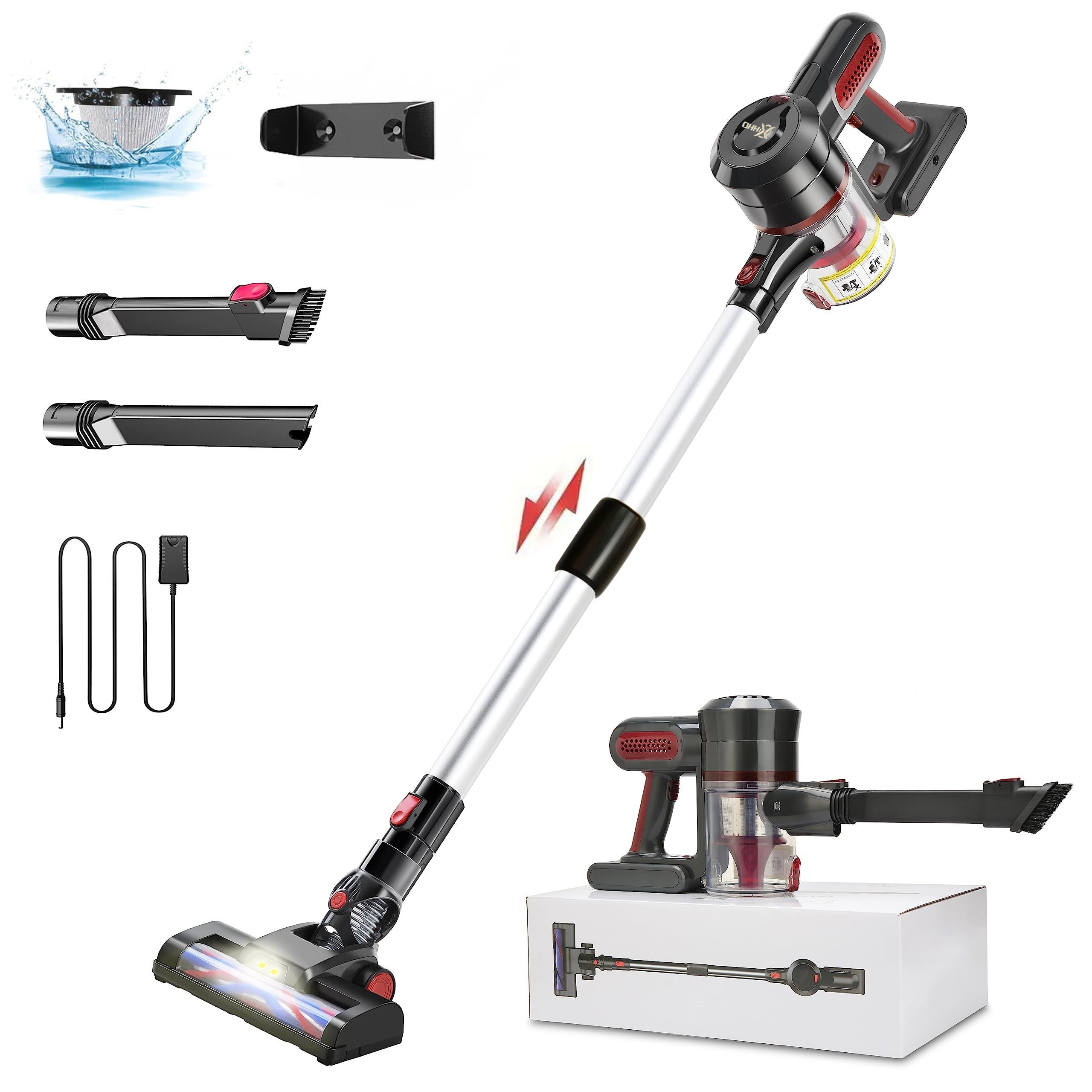 Qisqichbaqa uchun simsiz changyutgich 200W 25KPA tortish kuchi, uy hayvonlari tuklari uchun, pol va gilam uchun, engil