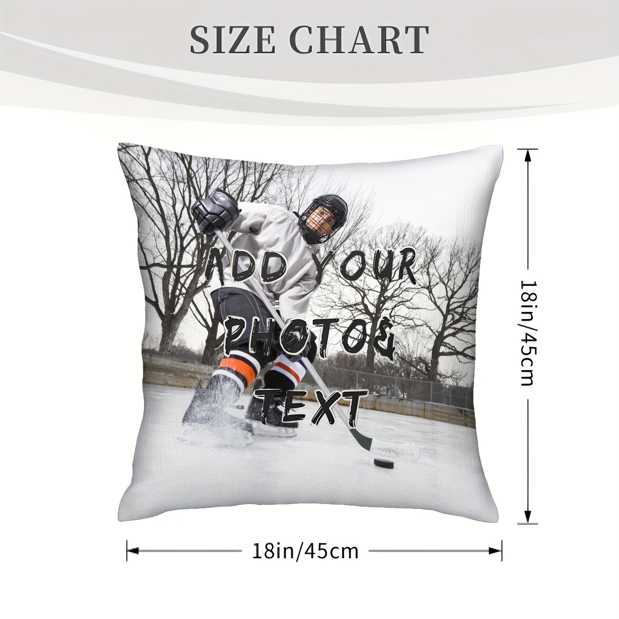 Personalized Ice Hockey Player Photo Pillow Cover 45.72cm Soft Plush Gift