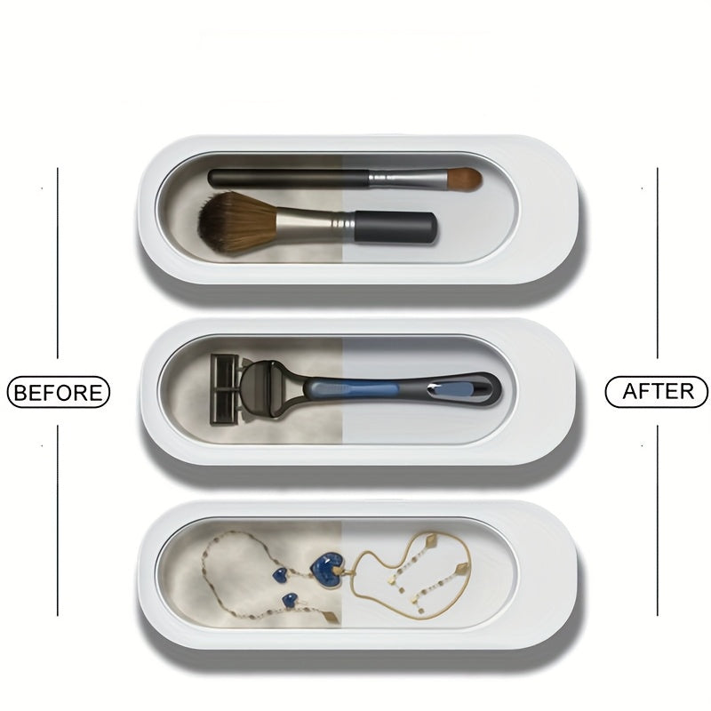 360° zargarlik buyumlari va ko‘zoynaklarni tozalash qurilmasi, batareyali, oq va kulrang, uy sharoitida shaxsiy parvarish uchun mos