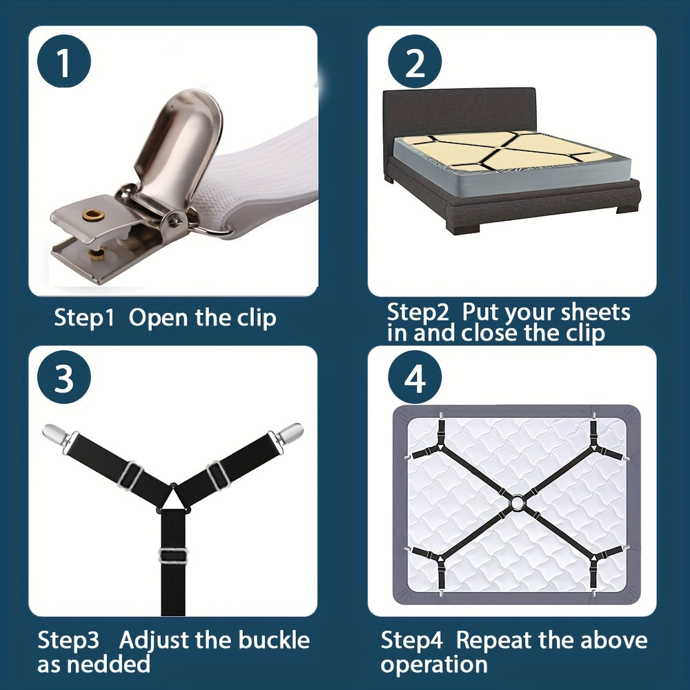 Household Bed Sheet Fixers With 8 Clips Adjustable Elastic Clips for Sofa and Tablecloths