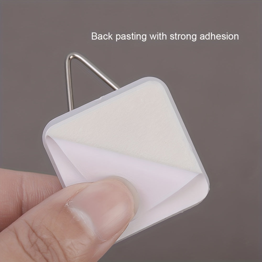 Ganchos de pared de plástico, pack de 10 con respaldo adhesivo para almacenamiento en el hogar