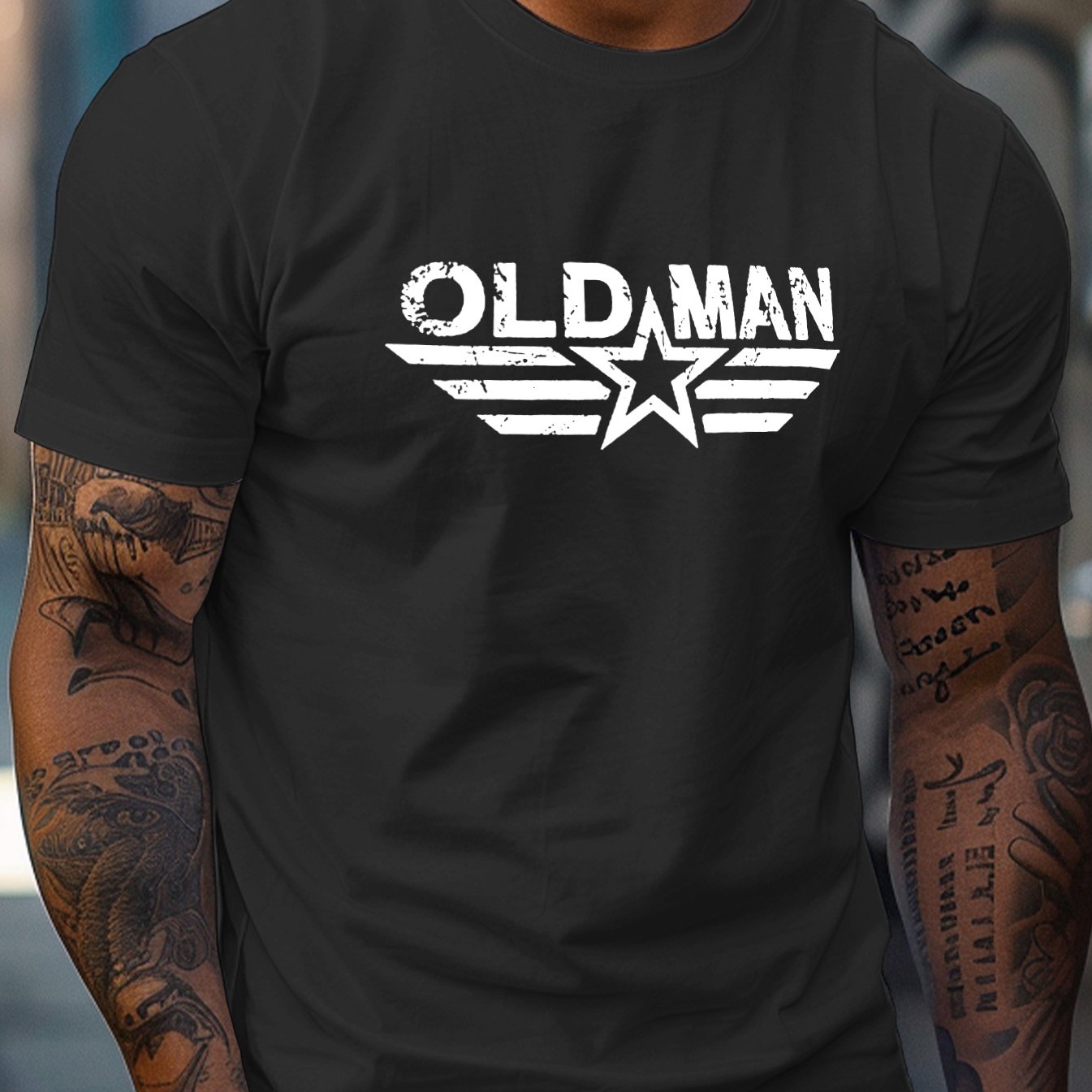 Мужская футболка из полиэстера с круглым вырезом, короткий рукав, обычный крой, летняя с графикой, увеличенного размера