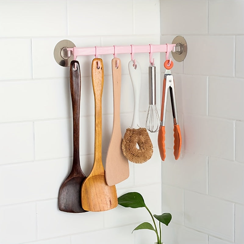 Art Deco Wall Mount Towel Rack with 6 Hooks and Adhesive Corner Shower Caddy