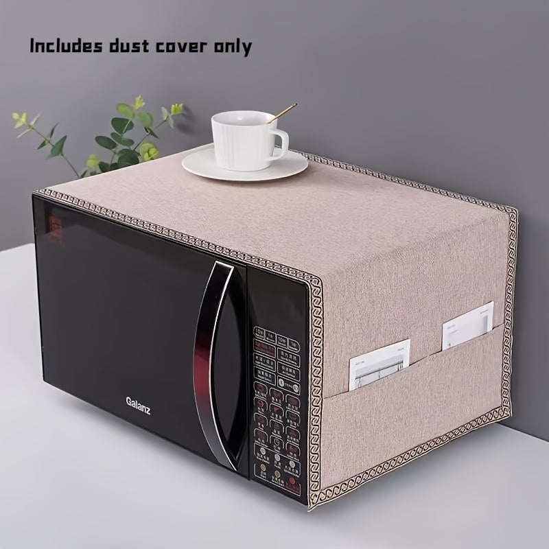 Bej va oltin dizayni bilan mikrotolqinli pech uchun zamonaviy va bardoshli polyester qoplama. Aniq kesimlar, oson o'rnatish va yuqori darajadagi himoya uchun qirrali tekstura bilan ta'minlangan.