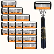 Men's Safety Razor with Curved Blades, Metal Handle for Beard and Mustache Shaving