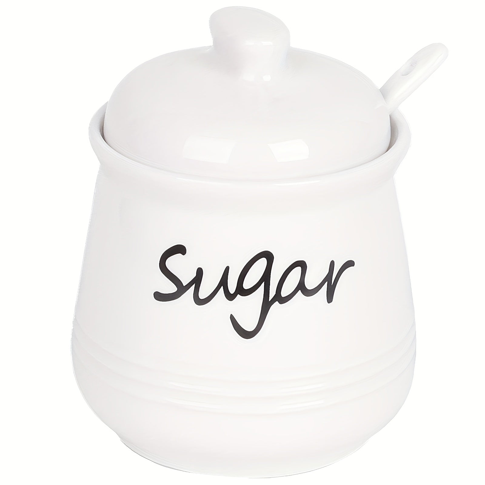 Ceramic Sugar Jar with Lid and Spoon 12oz Capacity for Coffee Bars and Restaurants