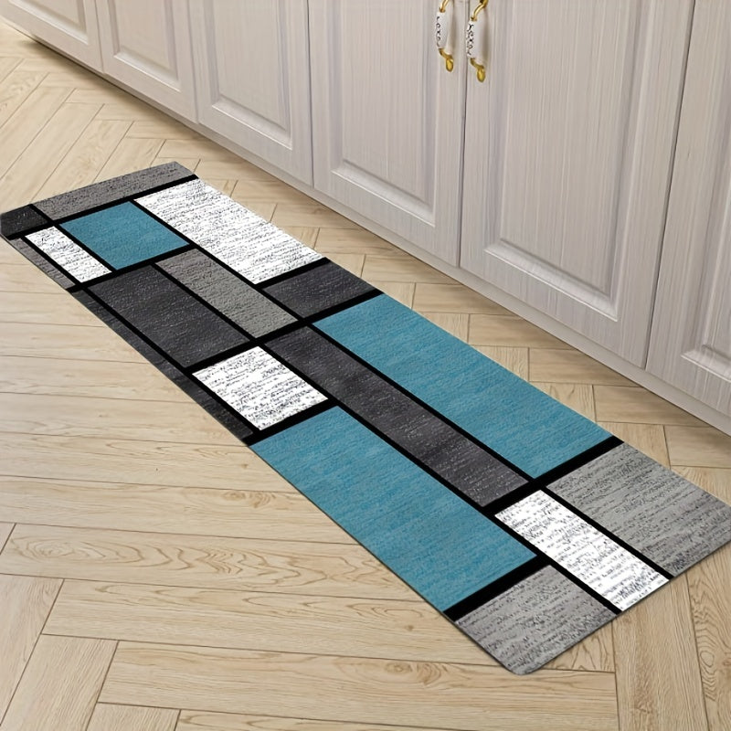 Geometric Pattern Kitchen Rug Non-Slip Waterproof Absorbent Stain-Resistant Mat