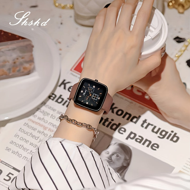 Women's Square Watch Autumn Winter Silicone Strap Minimalist Quartz Elegant