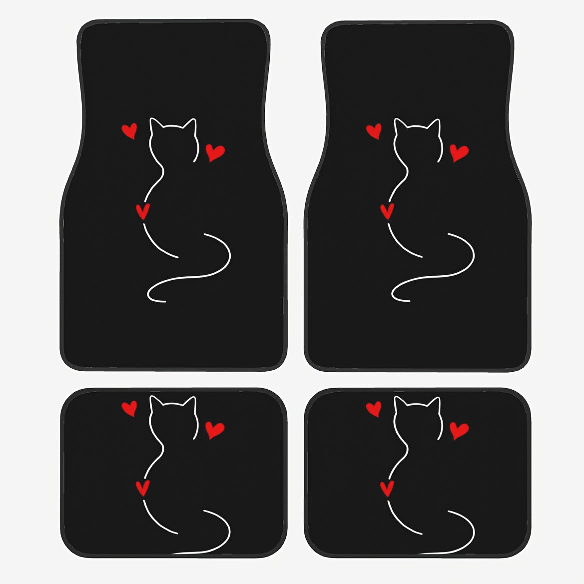Universal Car Floor Mats Polyester Cute Cat Pattern for All Vehicles