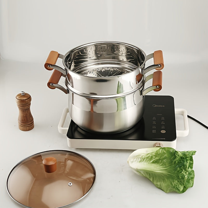 Stainless Steel Cookware Set 10 Pieces Non-Stick Skillet Induction Gas Compatible