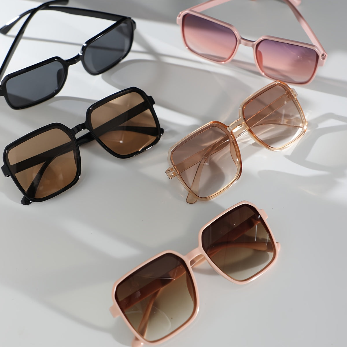 5-штук женских больших квадратных очков с антибликовыми линзами из ПК и пластиковыми оправами
