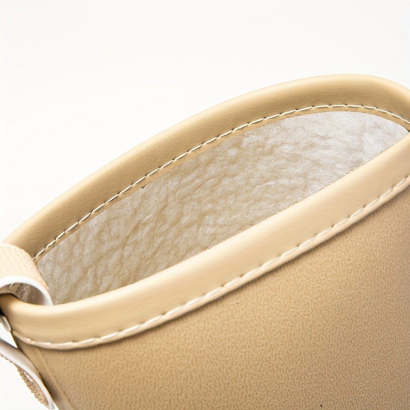 Women's Fleece-Lined Mid-Calf Rain Boots Waterproof Winter Snow Shoes