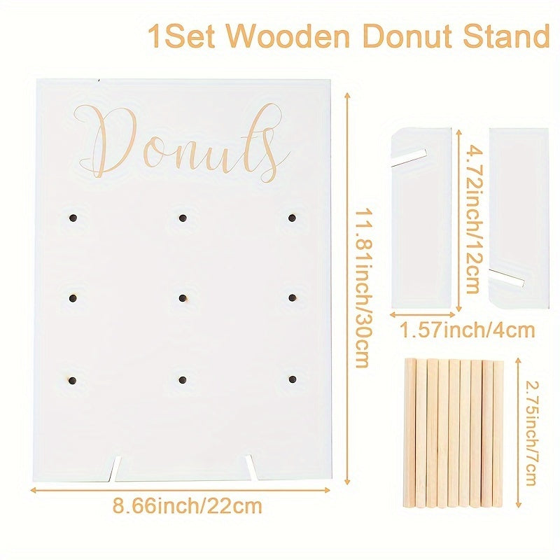 Wooden Donut Wall Stand for Weddings Birthdays and Home Decor with Dessert Shelf