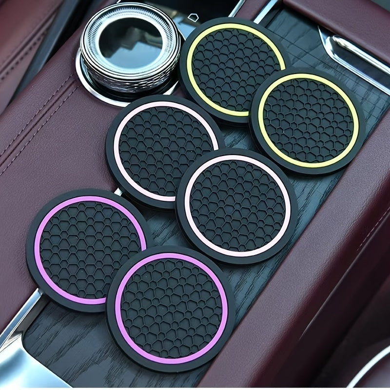 2PCS Car Coasters Honeycomb Pattern Non-slip Dustproof Drink Holder Protector