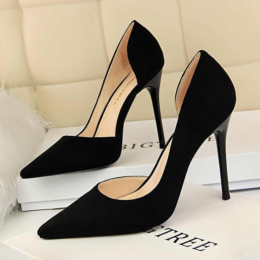 Women's Black Stiletto Heels Pointed Toe Ultra-High Thin Heel Dress Shoes