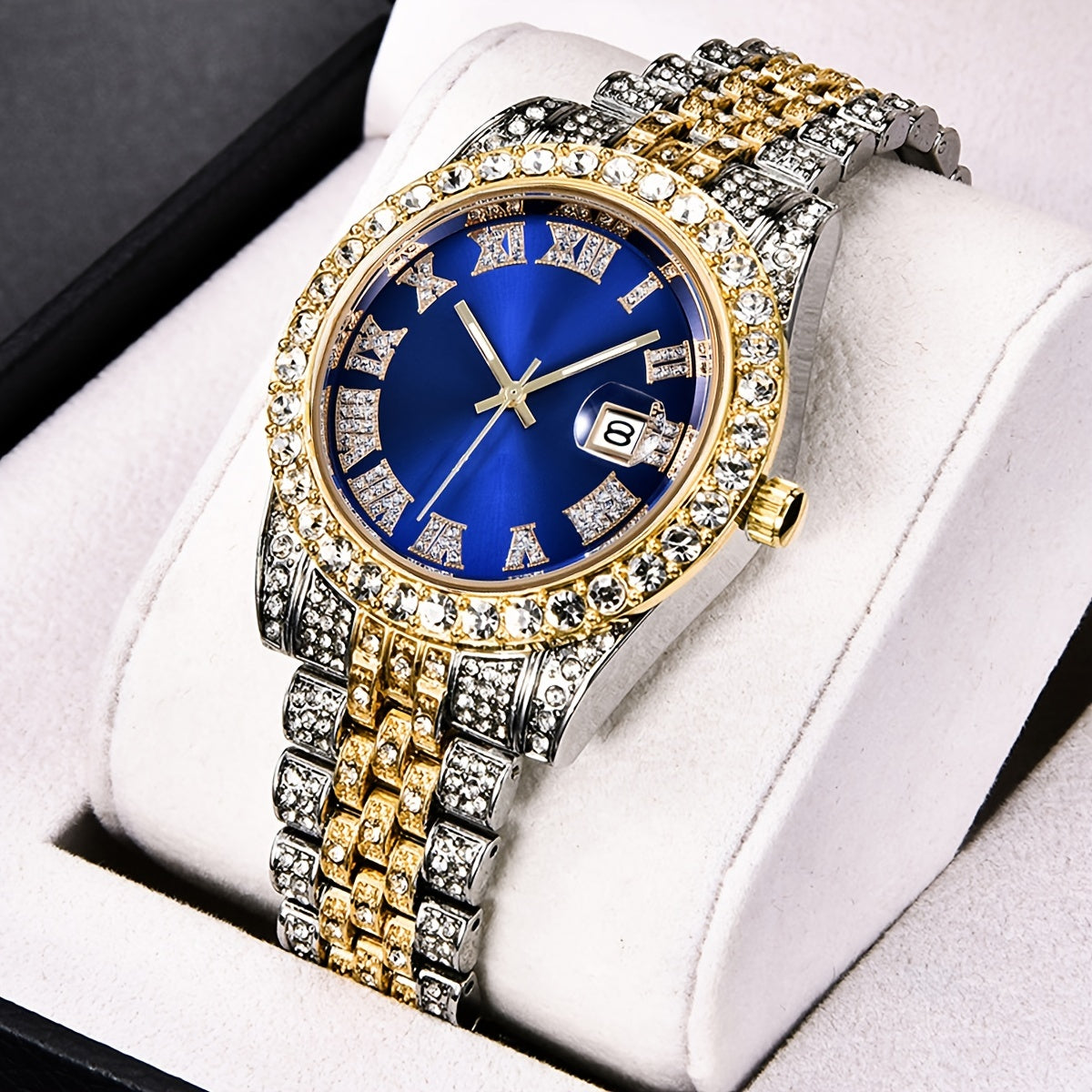 Women's Steel Band Vintage Quartz Watch with Rhinestone Dial
