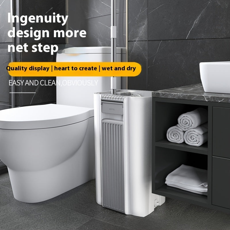 Thickened Lazy Mop Set with Bucket for Wet Dry Cleaning Stainless Steel Handle