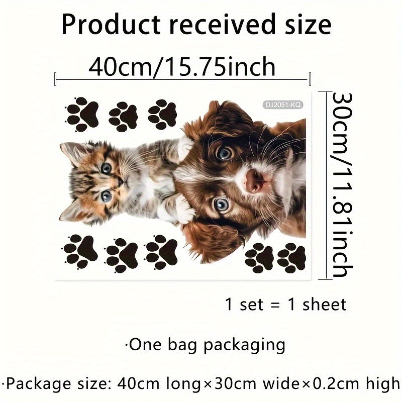 Cute Cat and Dog Window Clings Reusable Animal Decals for Living Room Kitchen